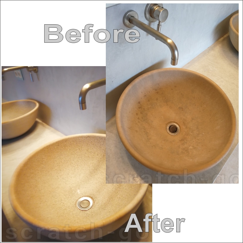 Stone sink discoloration